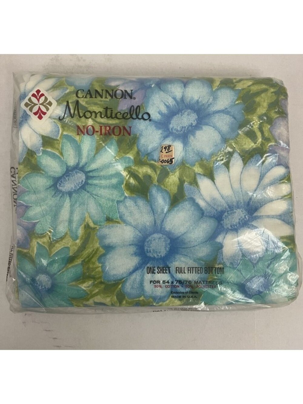 Cannon Monticello Blue Floral Daisy Fitted Bottom Sheet Full Bed 54x75/76"
